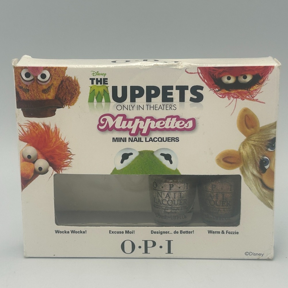OPI Nail Polish MUPPETS MOST WANTED Mini 2 Bottles Sparkle Gold Silver Lacquer